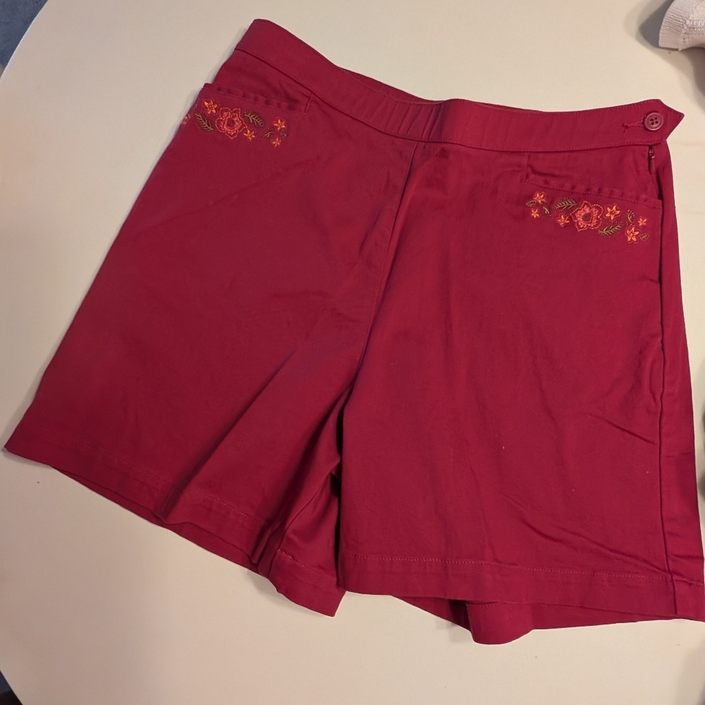 St. John's Bay Red Embroidered Women's Bermuda Shorts